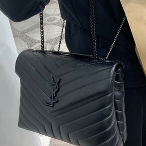 Black YSL medium Lou Lou bag